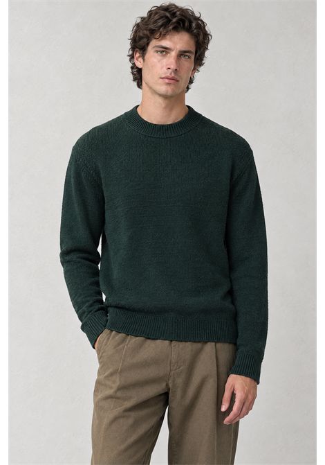Paolo Pecora Crew-Neck Sweater in Wool with Ribbed Trims in Green Men's PAOLO PECORA |  | A028 F0095588